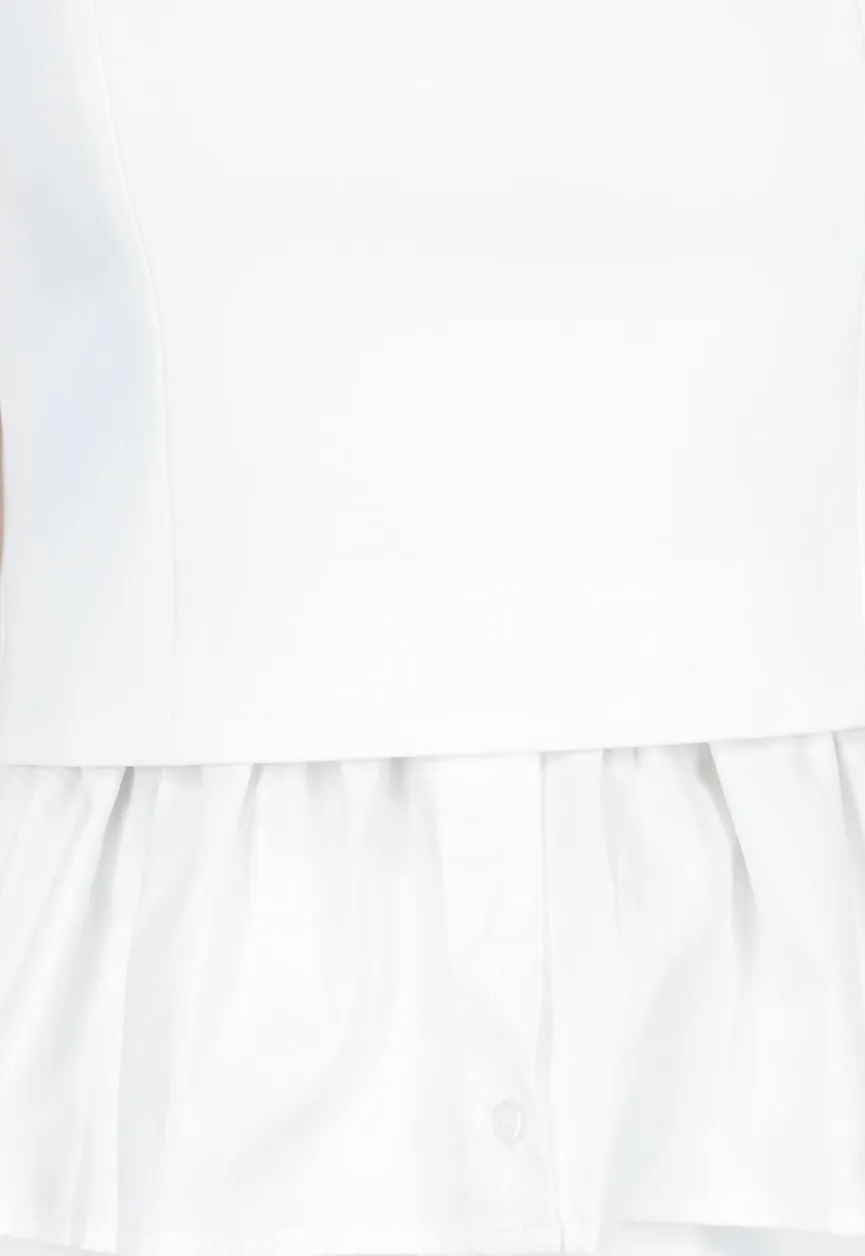 Witte Top met Peplum en Spaghettibandjes
