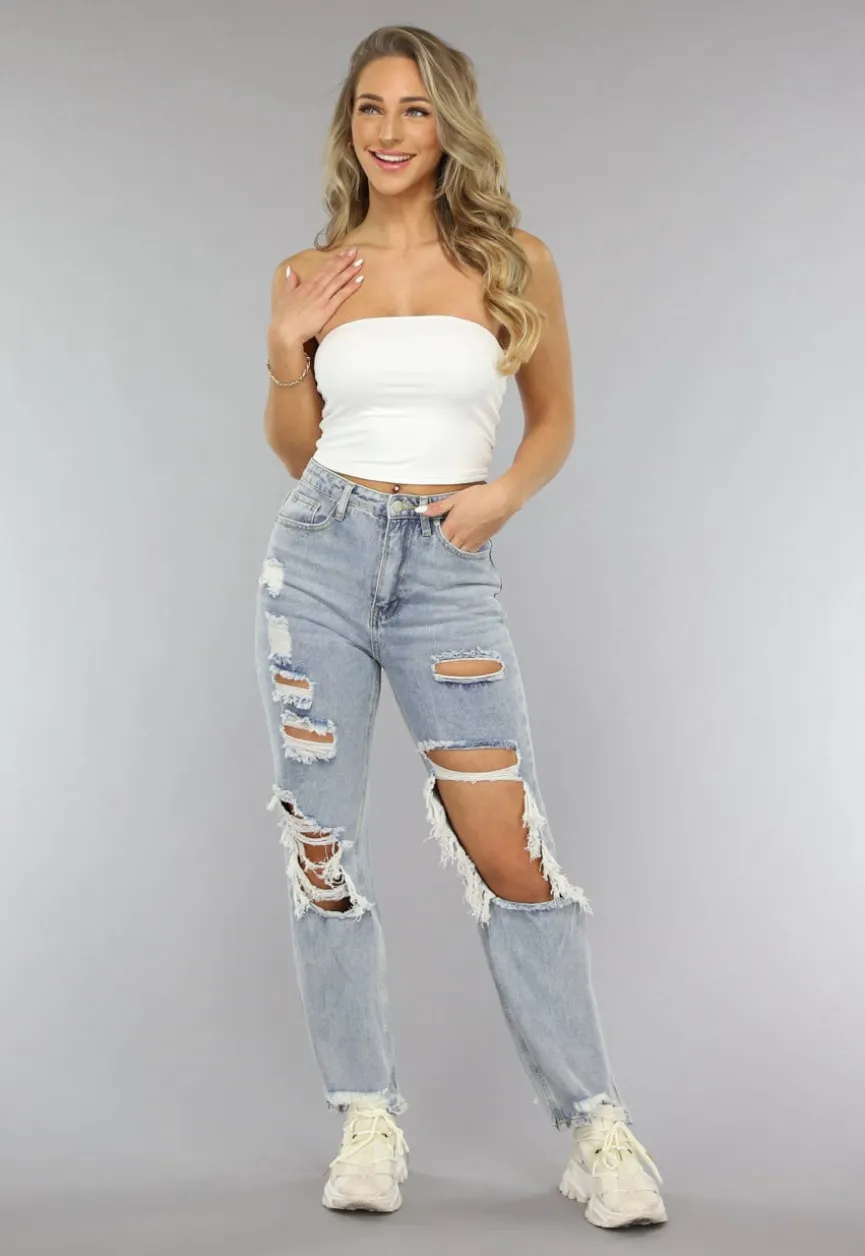 Witte Top met Strapless Model en Anti-Slip