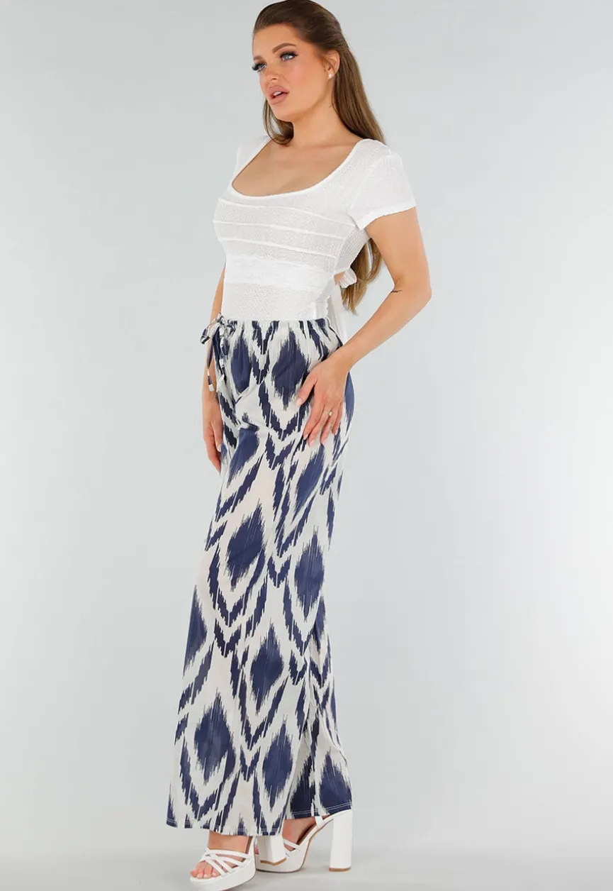 Witte Top met Vierkante Hals, Stretch, Kant en Striksluiting