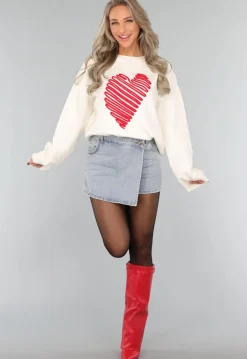 Witte Trui met Rood Hart