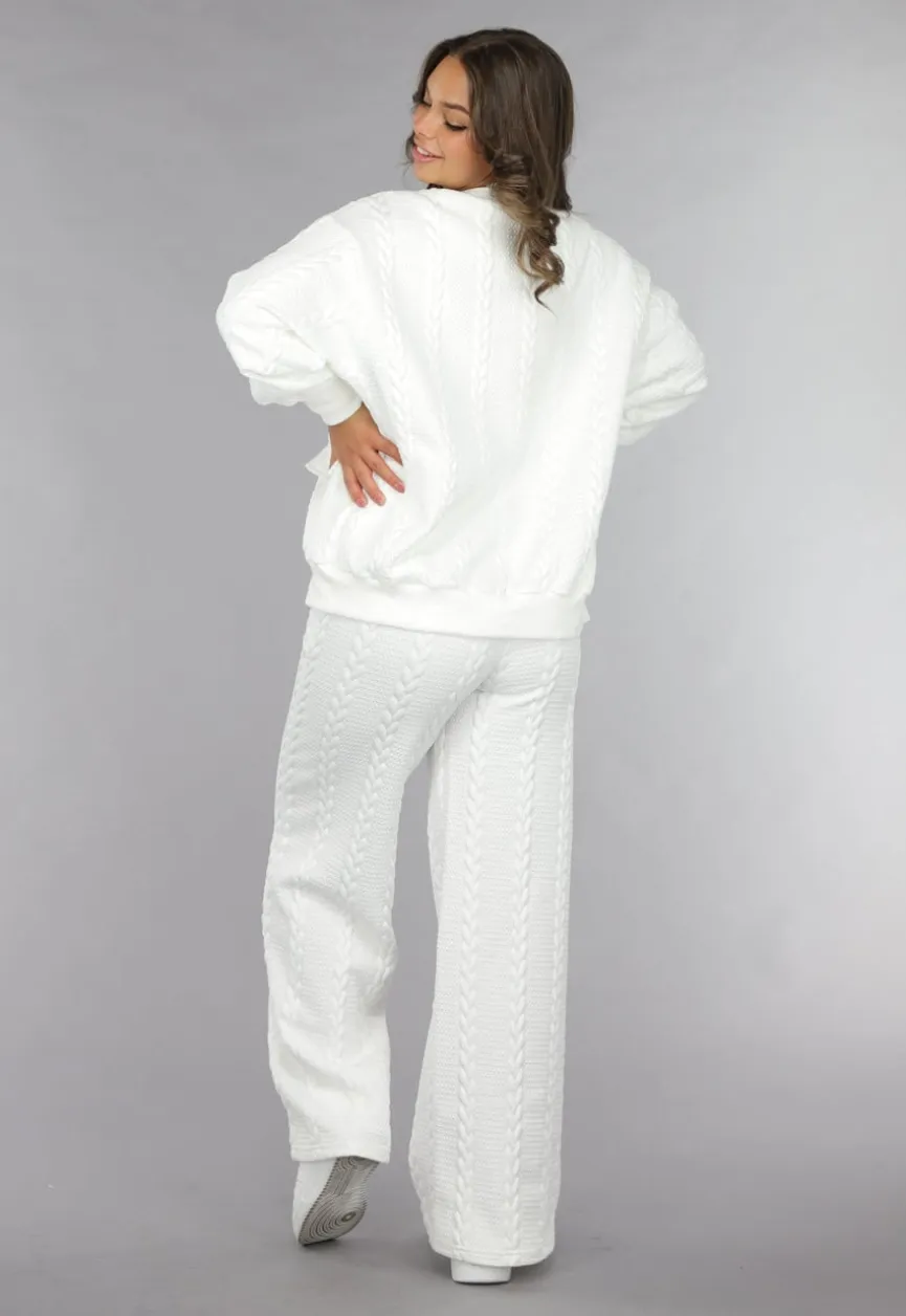 Witte Two Piece met Kabelpatroon