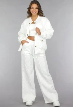 Witte Two Piece met Kabelpatroon