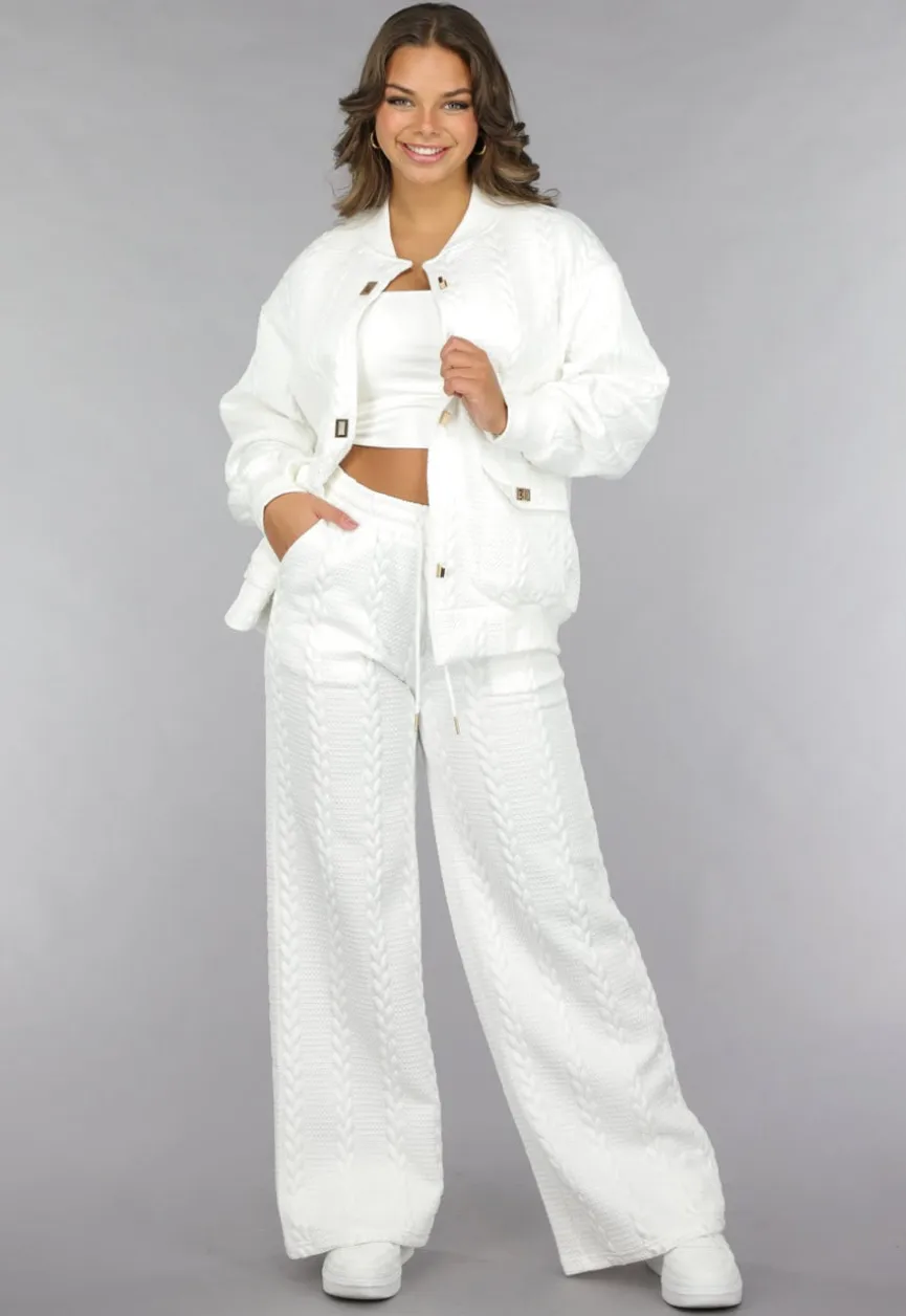 Witte Two Piece met Kabelpatroon