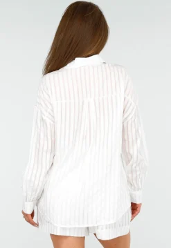 Witte Two Piece met Short en Top Gestreept