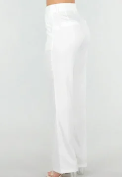 Witte Wide Leg Pantalon met Steekzakken en Paspelzakken