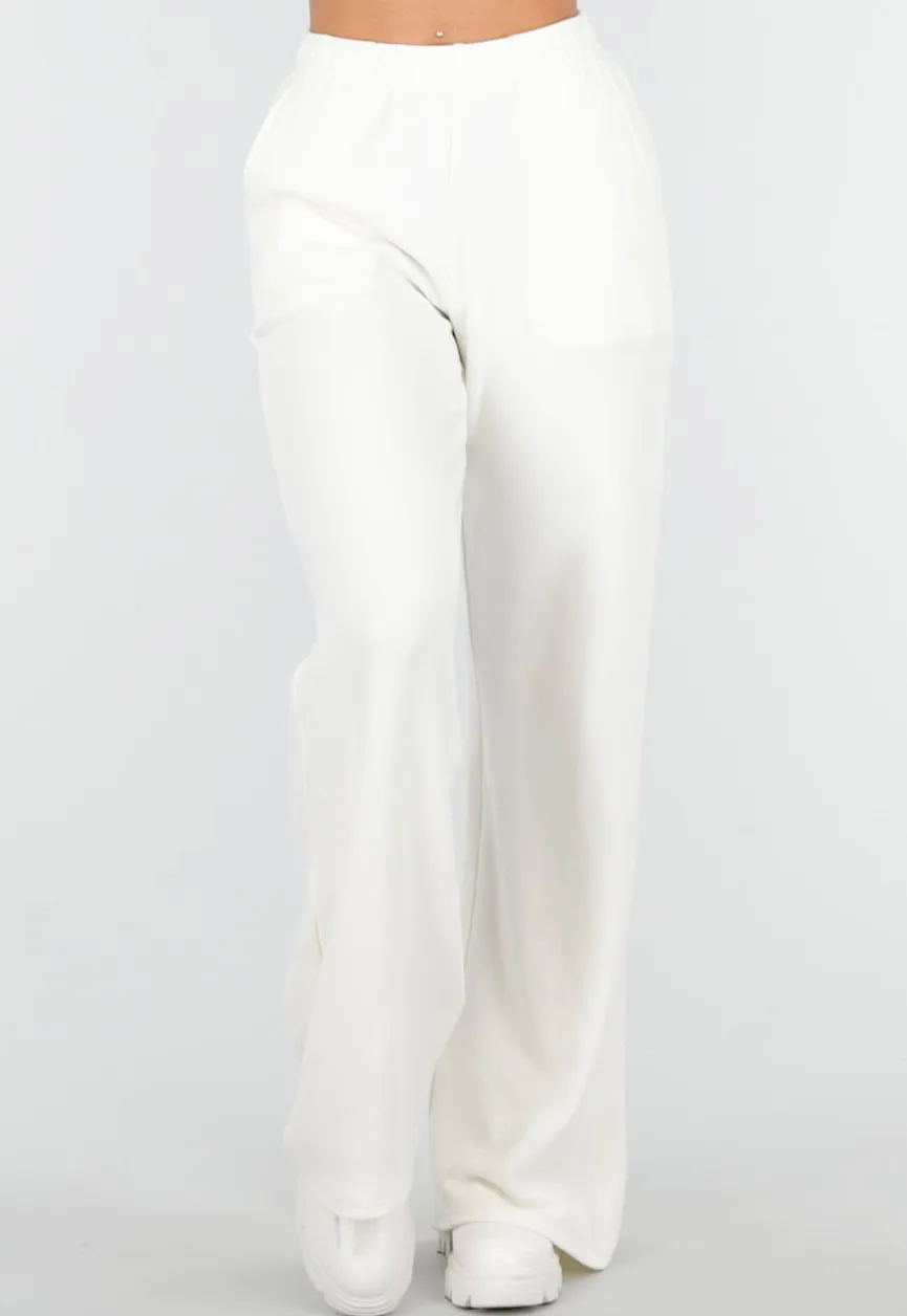 Witte Zachte Stretch Broek met Rechte Pijpen