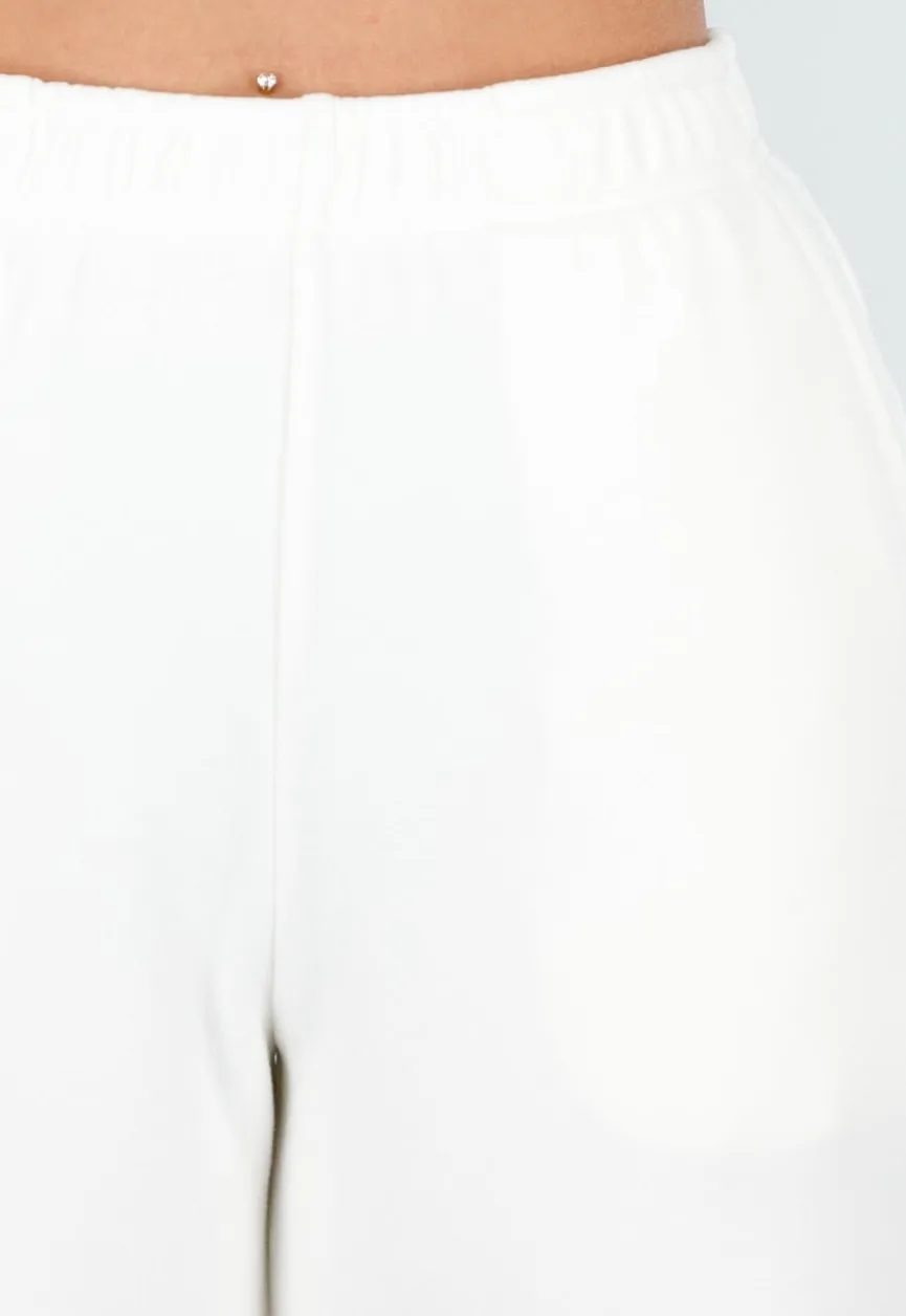 Witte Zachte Stretch Broek met Rechte Pijpen