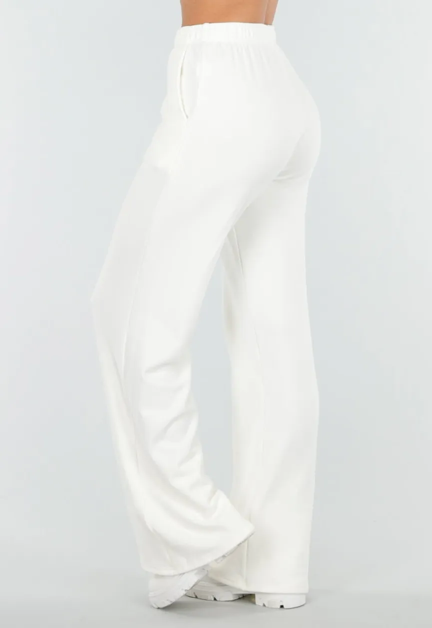 Witte Zachte Stretch Broek met Rechte Pijpen