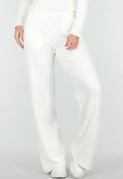 Witte Zachte Stretch Broek met Rechte Pijpen
