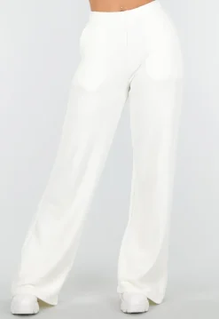 Witte Zachte Stretch Broek met Rechte Pijpen