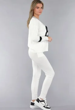 Witte Zachte StretchTwo Piece met Teddy Details