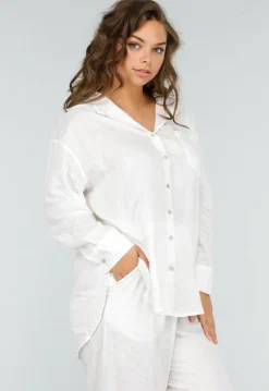 Wit Tweedelig Setje met Geborduurde Blouse en Broek