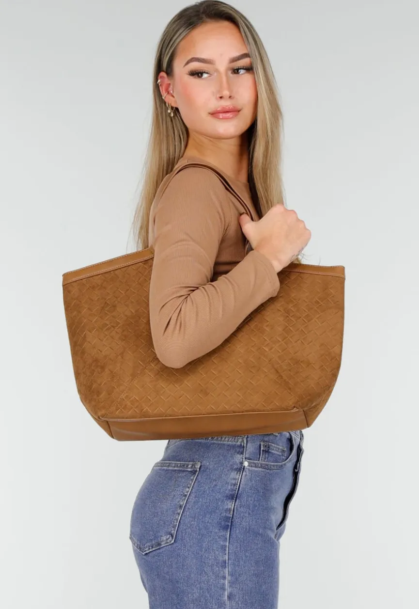 Woven Shopper Tas met Dubbele Hengsels