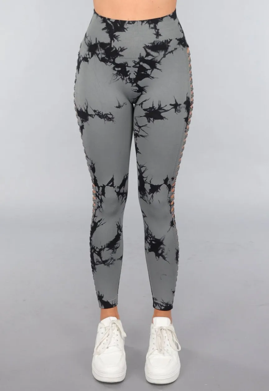 Yoga Legging met Cut Outs en Gevlekte Print