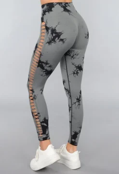 Yoga Legging met Cut Outs en Gevlekte Print