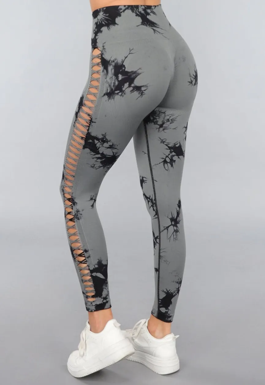 Yoga Legging met Cut Outs en Gevlekte Print