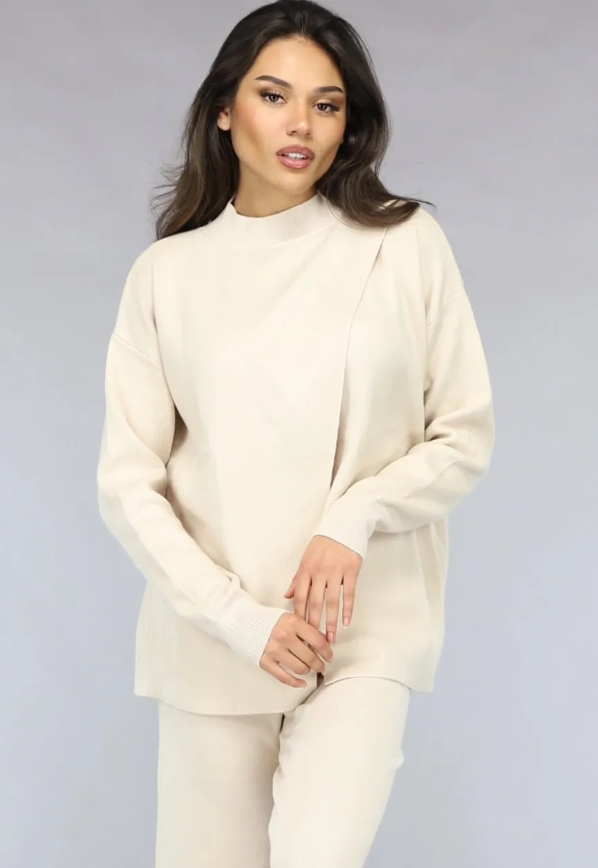 Zachte Beige Lounge Set met Overslag
