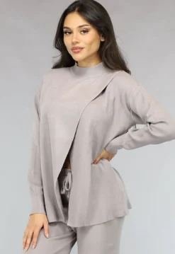 Zachte Taupe Lounge Set met Overslag