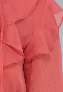 Zalmroze Ruffle Chiffon Maxi Jurk