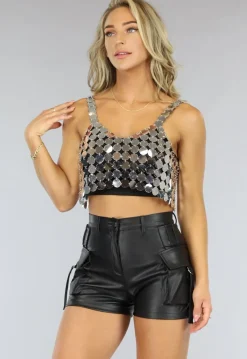 Zilveren Coin Crop Top