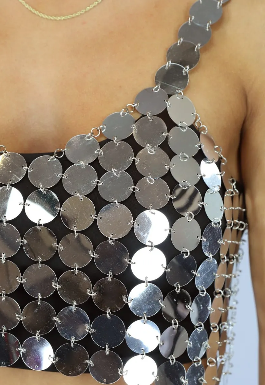 Zilveren Coin Crop Top