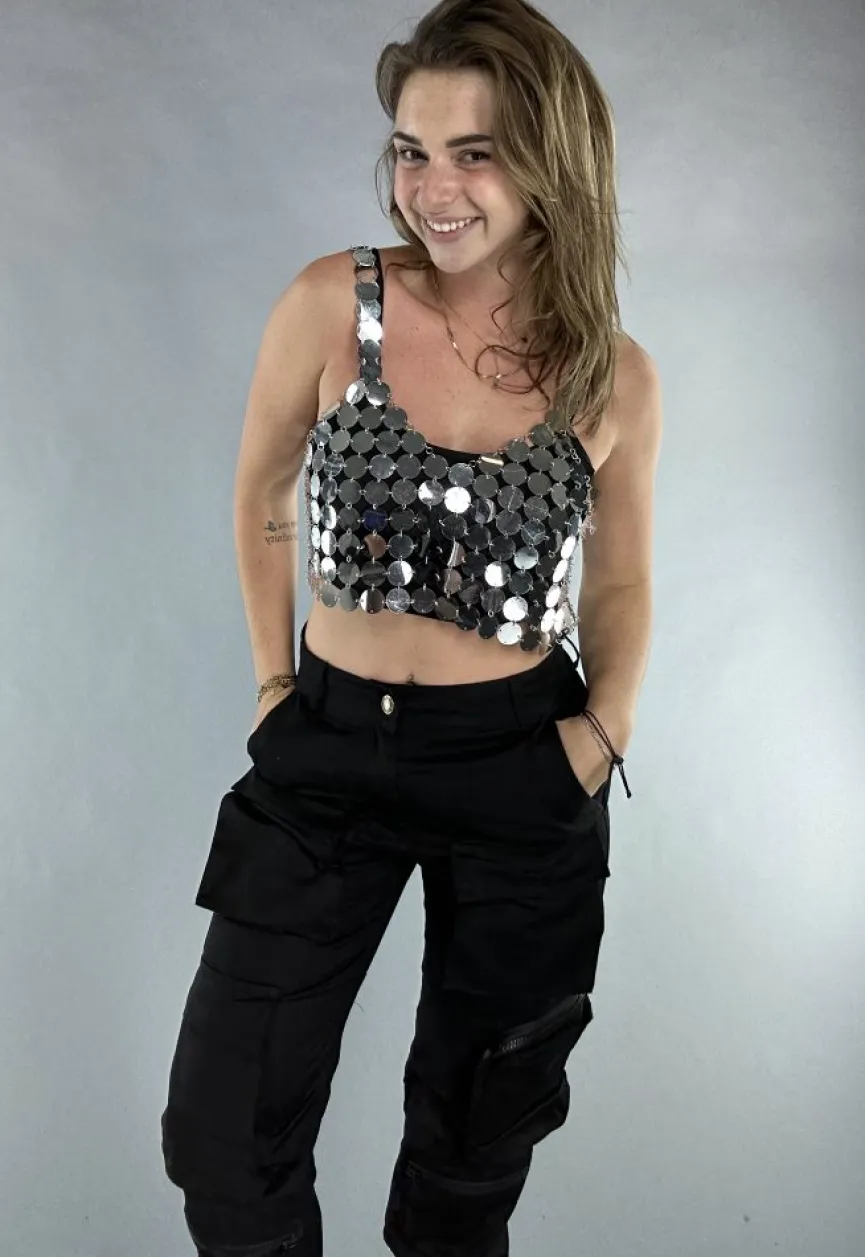 Zilveren Coin Crop Top