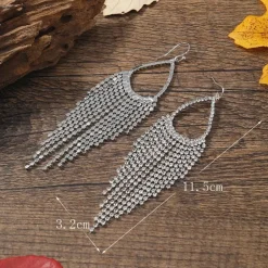 Zilveren Fringe Druppel Oorbellen