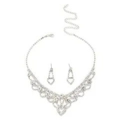 Zilveren Glamour Strass Sieraden Set