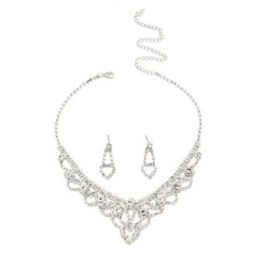 Zilveren Glamour Strass Sieraden Set