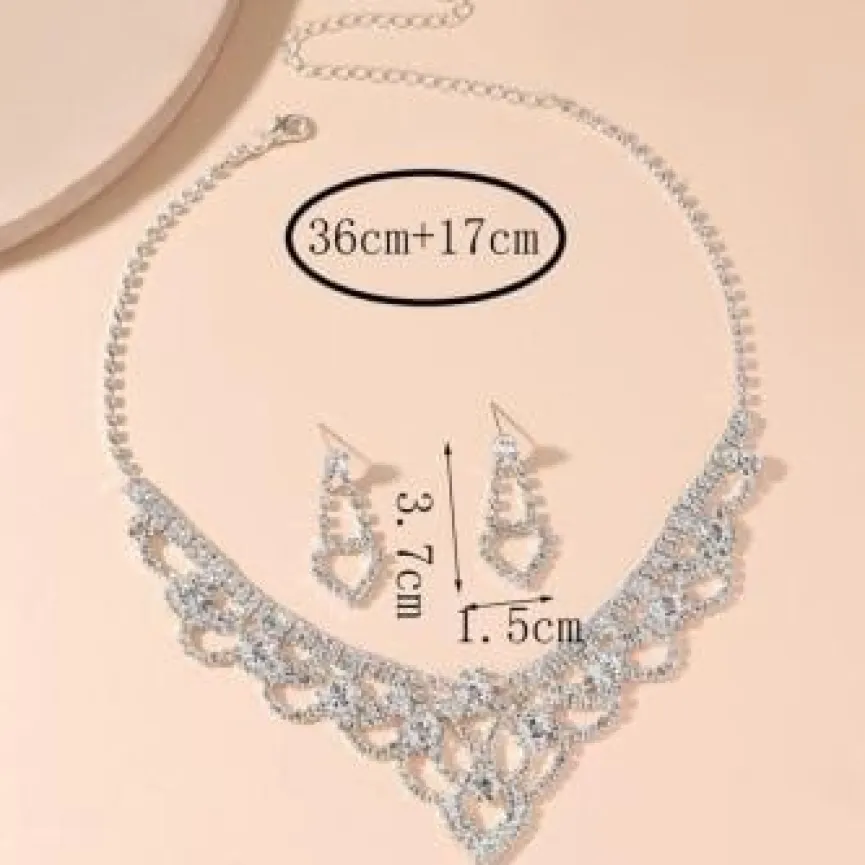 Zilveren Glamour Strass Sieraden Set