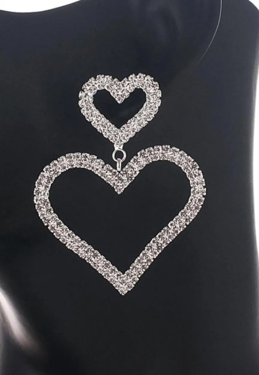 Zilveren Glitter Hartjes Oorbellen