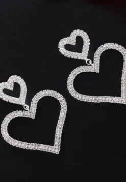 Zilveren Glitter Hartjes Oorbellen