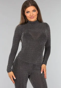 Zilveren Glitter Zigzag Top