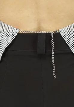 Zilveren Halter Glitter Chain Top met Open Rug