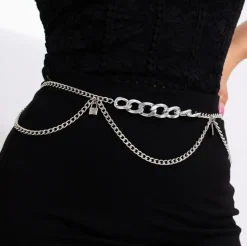 Zilveren Heup Bodychain met Schakelketting