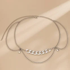 Zilveren Heup Bodychain met Schakelketting