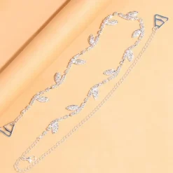 Zilveren Leaf BH Band met Strass