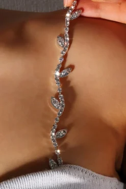 Zilveren Leaf BH Band met Strass