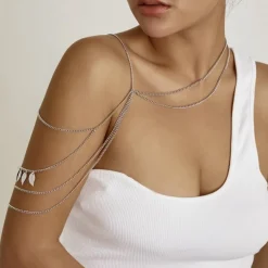 Zilveren Schouder Ketting met Leaf