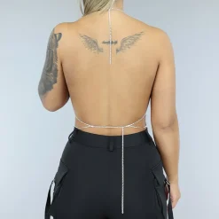 Zilveren Sexy Neck Bodychain met Diamantjes