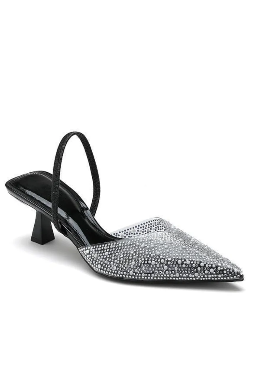 Zilveren Slingback Pumps met Strass