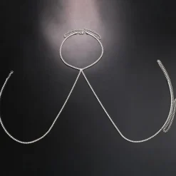 Zilveren Strass Between Boob Ketting
