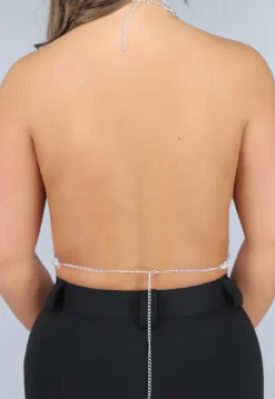 Zilveren Strass Bodychain met Choker