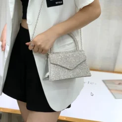 Zilveren Strass Hand/Schoudertasje