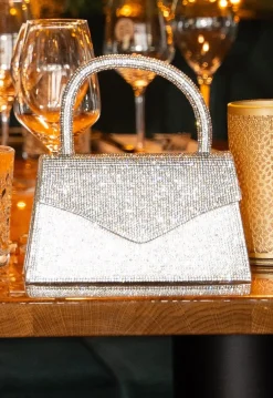 Zilveren Strass Hand/Schoudertasje