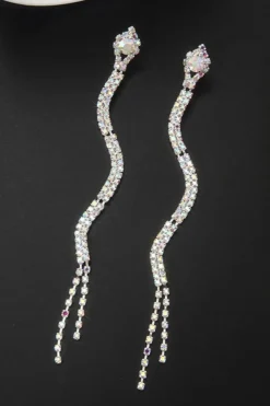 Zilveren Strass Oorbellen met Slangen Model