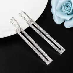 Zilveren Strass Oorhangers