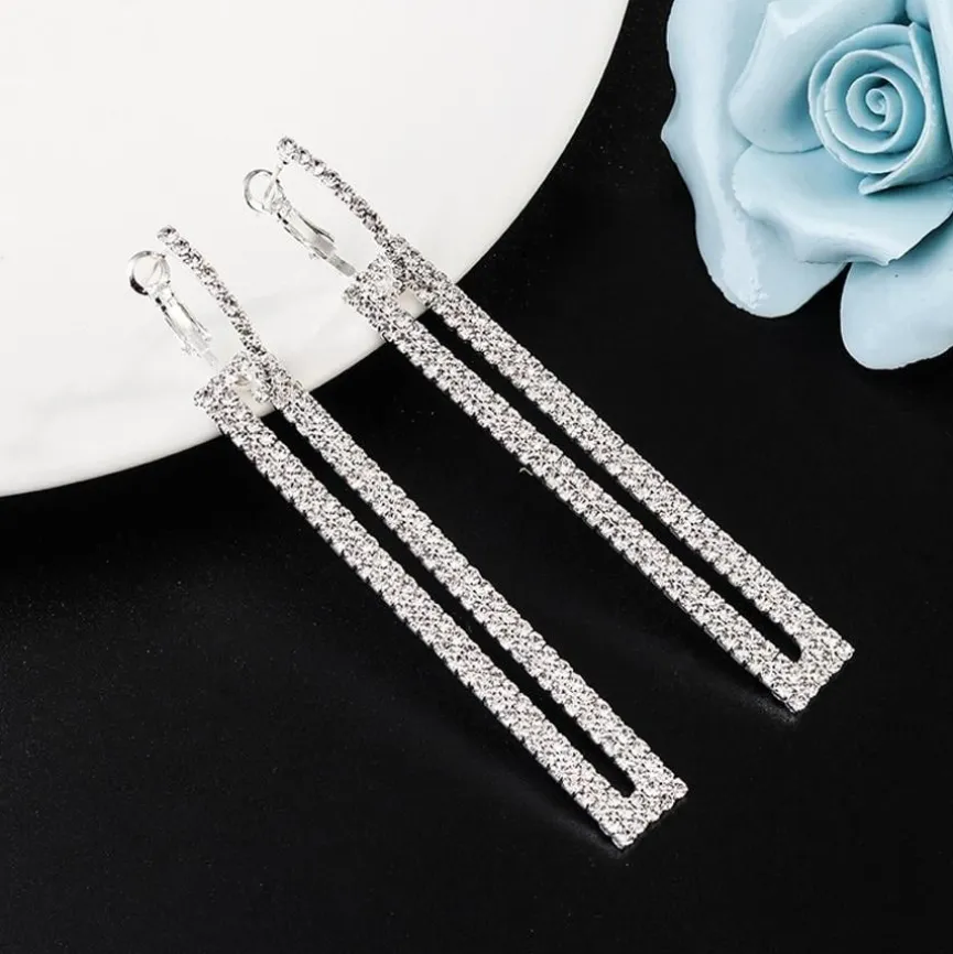 Zilveren Strass Oorhangers