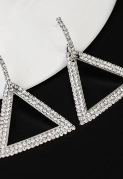 Zilveren Triangle Stainless Strass Oorbellen
