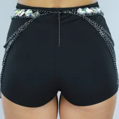 Zilveren Waist Body Chain met Grote Strass Stenen